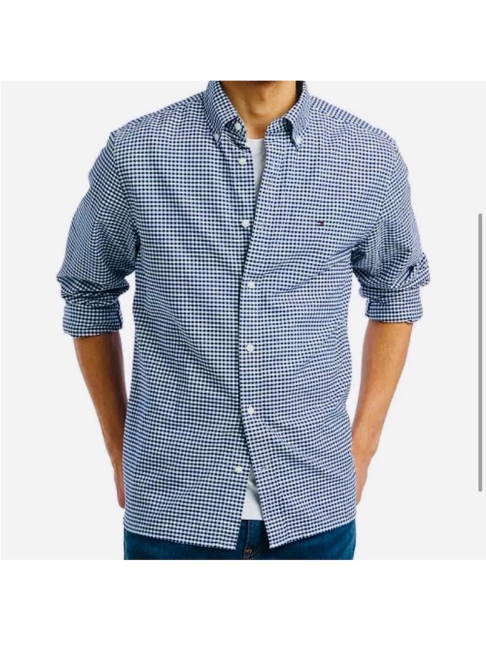 🆕- Tommy Hilfiger Classic Fit Blue/White Gingham Shirt. Size: XXL ⭐️HOST PICK⭐️
